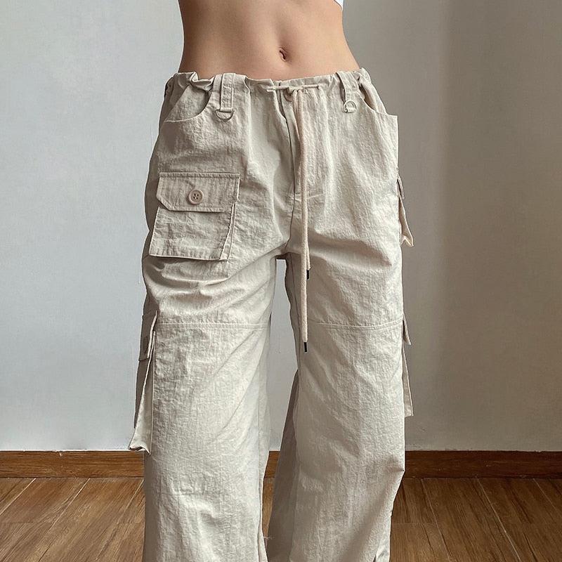 Stylish Work Outfits, Outfit Summer Ideas Drawstring Low Rise Cargo Pants