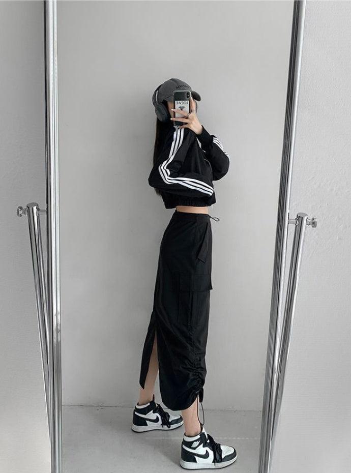 Stylish Work Outfits, Outfit Summer Ideas Drawstring Parachute Midi Skirt Stylish Work Outfits, Outfit Summer Ideas Drawstring Parachute Midi Skirt