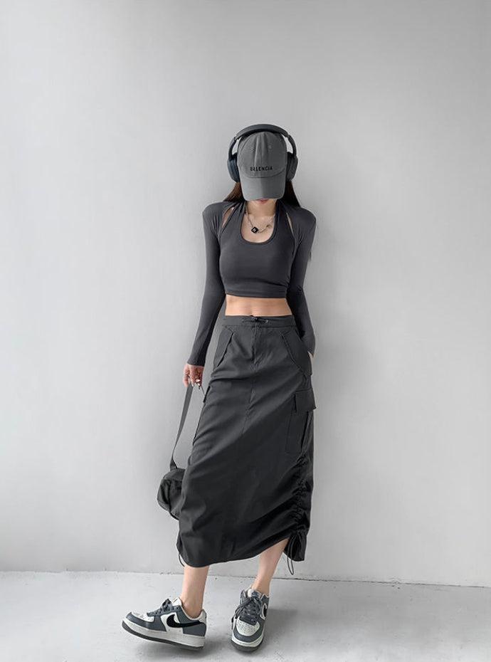 Stylish Work Outfits, Outfit Summer Ideas Drawstring Parachute Midi Skirt Stylish Work Outfits, Outfit Summer Ideas Drawstring Parachute Midi Skirt