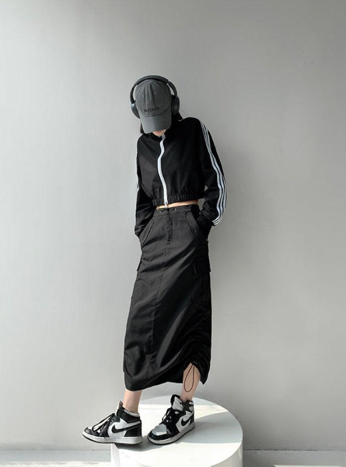 Stylish Work Outfits, Outfit Summer Ideas Drawstring Parachute Midi Skirt Stylish Work Outfits, Outfit Summer Ideas Drawstring Parachute Midi Skirt