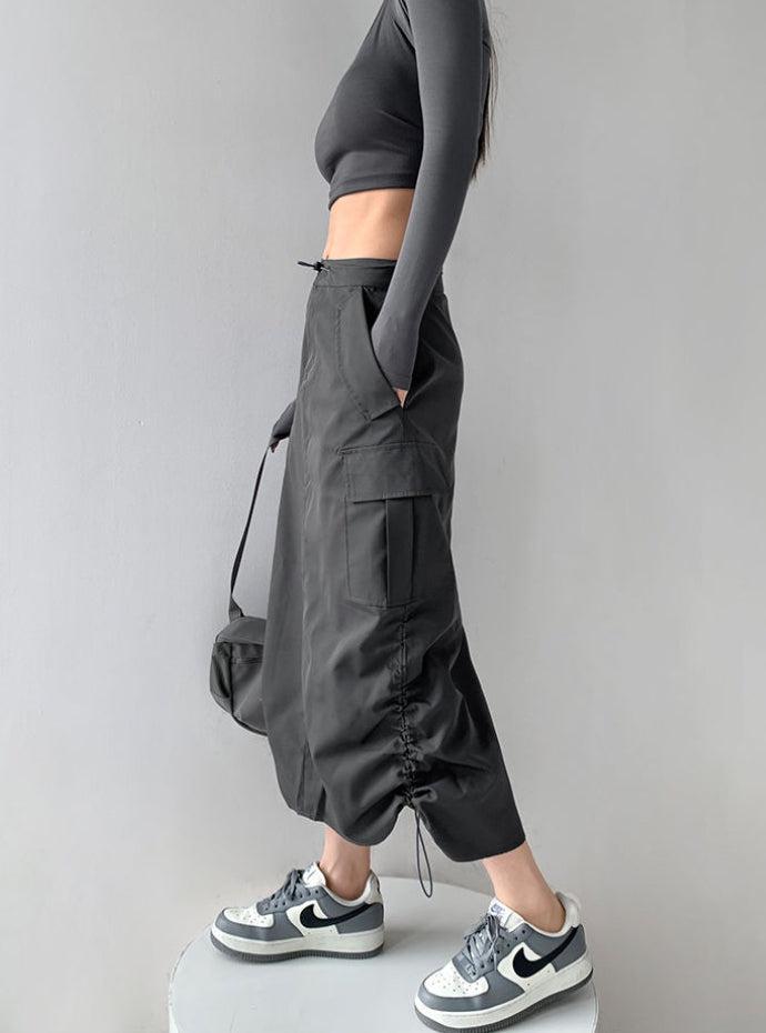 Stylish Work Outfits, Outfit Summer Ideas Drawstring Parachute Midi Skirt Stylish Work Outfits, Outfit Summer Ideas Drawstring Parachute Midi Skirt