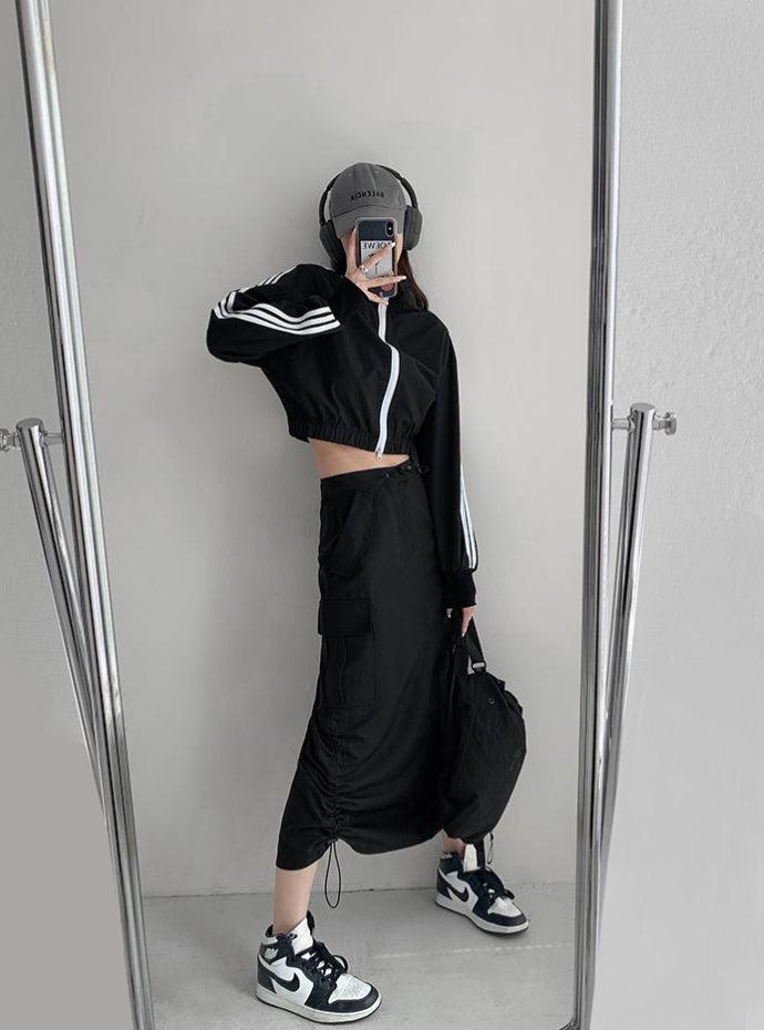 Stylish Work Outfits, Outfit Summer Ideas Drawstring Parachute Midi Skirt Stylish Work Outfits, Outfit Summer Ideas Drawstring Parachute Midi Skirt