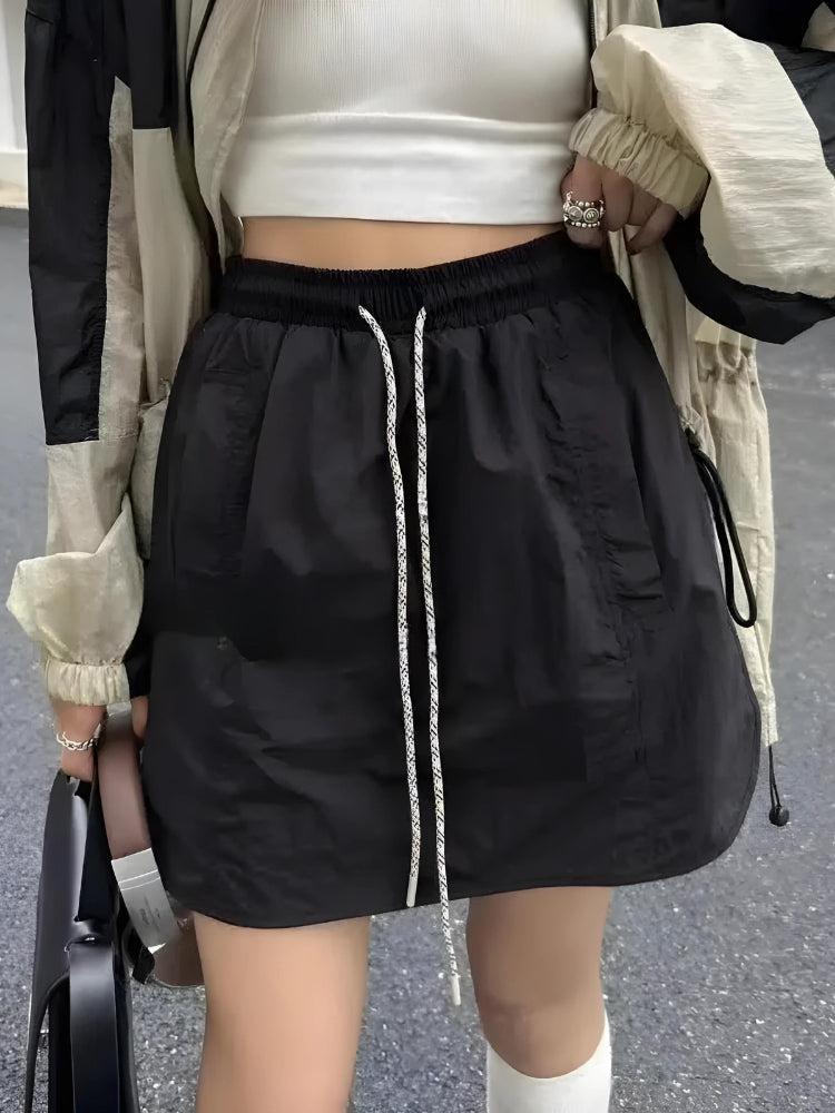 Stylish Work Outfits, Outfit Summer Ideas Drawstring Parachute Mini Skirt Stylish Work Outfits, Outfit Summer Ideas Drawstring Parachute Mini Skirt