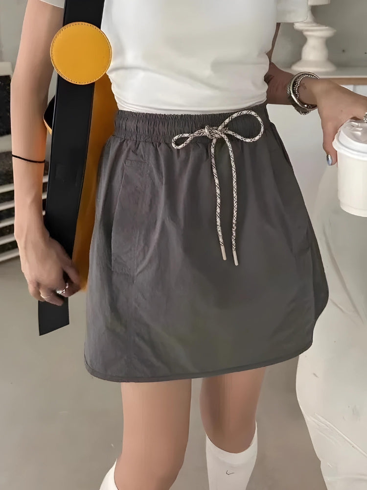 Stylish Work Outfits, Outfit Summer Ideas Drawstring Parachute Mini Skirt
