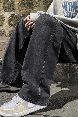 Stylish Work Outfits, Outfit Summer Ideas Drawstring Straight Leg Baggy Jeans