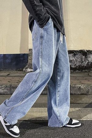 Stylish Work Outfits, Outfit Summer Ideas Drawstring Straight Leg Baggy Jeans