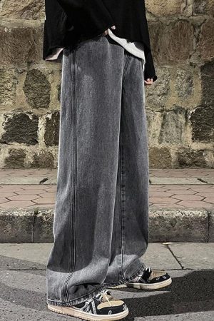 Stylish Work Outfits, Outfit Summer Ideas Drawstring Straight Leg Baggy Jeans