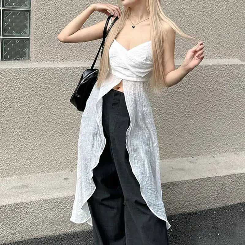 Stylish Work Outfits, Outfit Summer Ideas Dress-Like Strap Top Stylish Work Outfits, Outfit Summer Ideas Dress-Like Strap Top