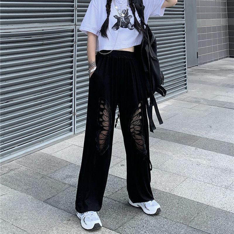 Stylish Work Outfits, Outfit Summer Ideas Elasticated Waist Butterfly Cut-Out Pants Stylish Work Outfits, Outfit Summer Ideas Elasticated Waist Butterfly Cut-Out Pants
