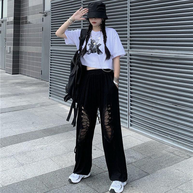 Stylish Work Outfits, Outfit Summer Ideas Elasticated Waist Butterfly Cut-Out Pants Stylish Work Outfits, Outfit Summer Ideas Elasticated Waist Butterfly Cut-Out Pants
