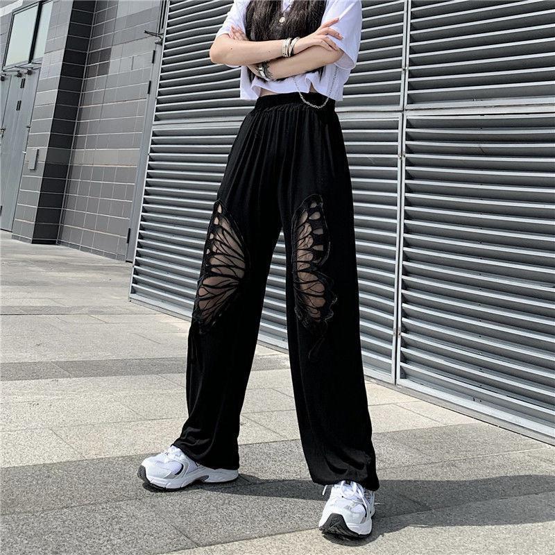 Stylish Work Outfits, Outfit Summer Ideas Elasticated Waist Butterfly Cut-Out Pants Stylish Work Outfits, Outfit Summer Ideas Elasticated Waist Butterfly Cut-Out Pants