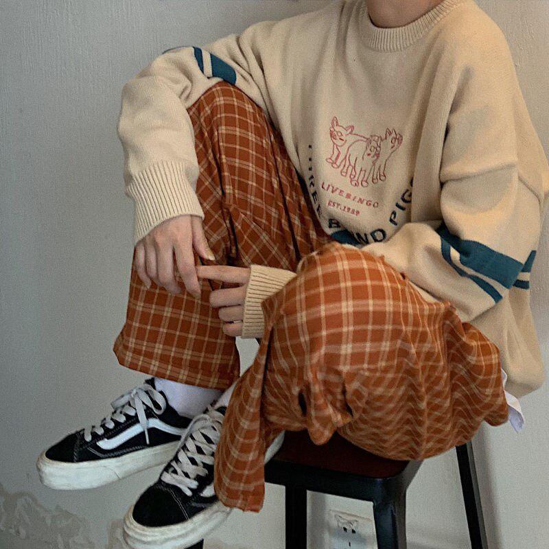Stylish Work Outfits, Outfit Summer Ideas Elasticated Waist Checkered Sweatpants Stylish Work Outfits, Outfit Summer Ideas Elasticated Waist Checkered Sweatpants