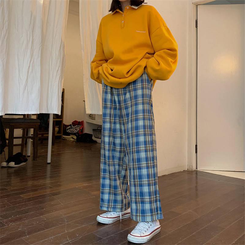 Stylish Work Outfits, Outfit Summer Ideas Elasticated Waist Checkered Sweatpants Stylish Work Outfits, Outfit Summer Ideas Elasticated Waist Checkered Sweatpants
