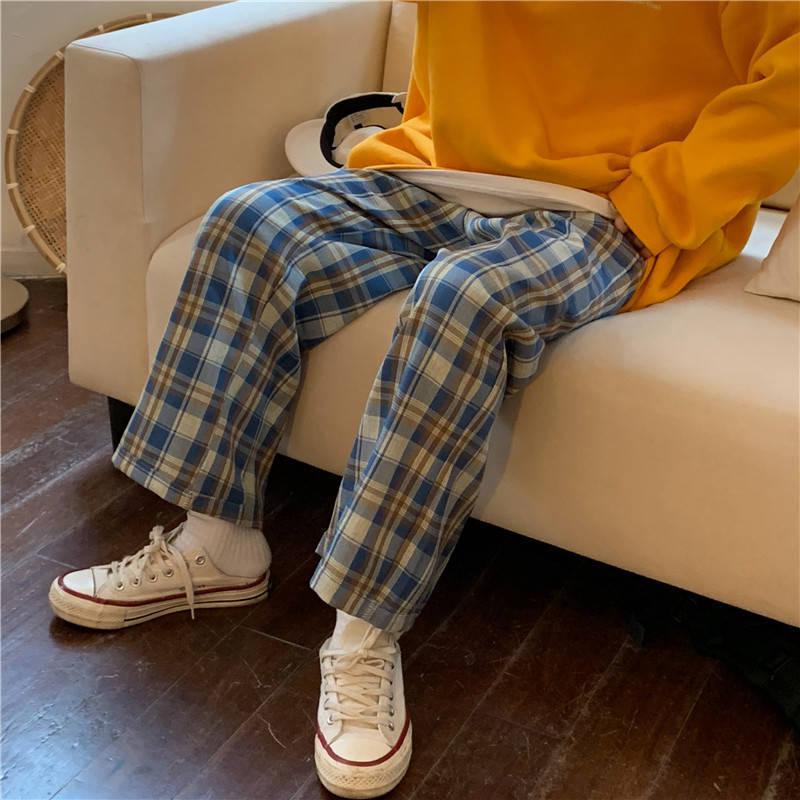 Stylish Work Outfits, Outfit Summer Ideas Elasticated Waist Checkered Sweatpants Stylish Work Outfits, Outfit Summer Ideas Elasticated Waist Checkered Sweatpants