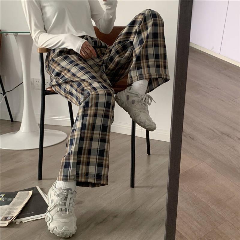 Stylish Work Outfits, Outfit Summer Ideas Elasticated Waist Checkered Sweatpants Stylish Work Outfits, Outfit Summer Ideas Elasticated Waist Checkered Sweatpants