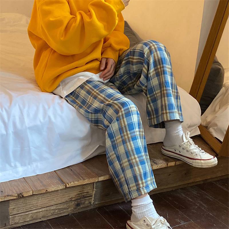 Stylish Work Outfits, Outfit Summer Ideas Elasticated Waist Checkered Sweatpants Stylish Work Outfits, Outfit Summer Ideas Elasticated Waist Checkered Sweatpants