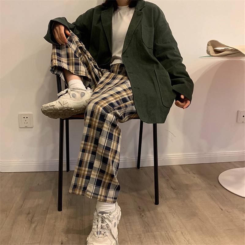Stylish Work Outfits, Outfit Summer Ideas Elasticated Waist Checkered Sweatpants Stylish Work Outfits, Outfit Summer Ideas Elasticated Waist Checkered Sweatpants