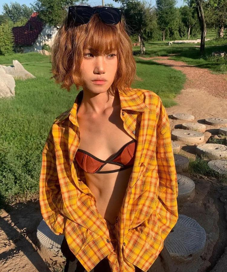 Stylish Work Outfits, Outfit Summer Ideas Embroidered Tasseled Plaid Shirt Stylish Work Outfits, Outfit Summer Ideas Embroidered Tasseled Plaid Shirt