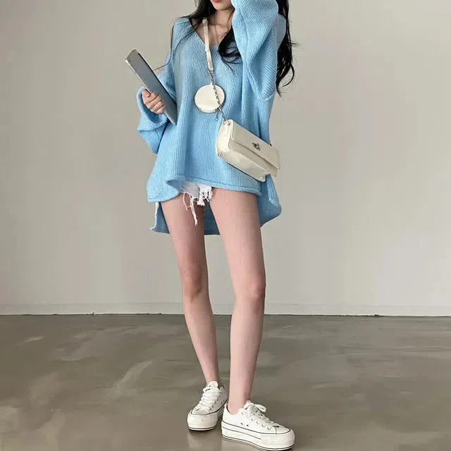 Stylish Work Outfits, Outfit Summer Ideas Extra Long Sleeve Loose Sweater