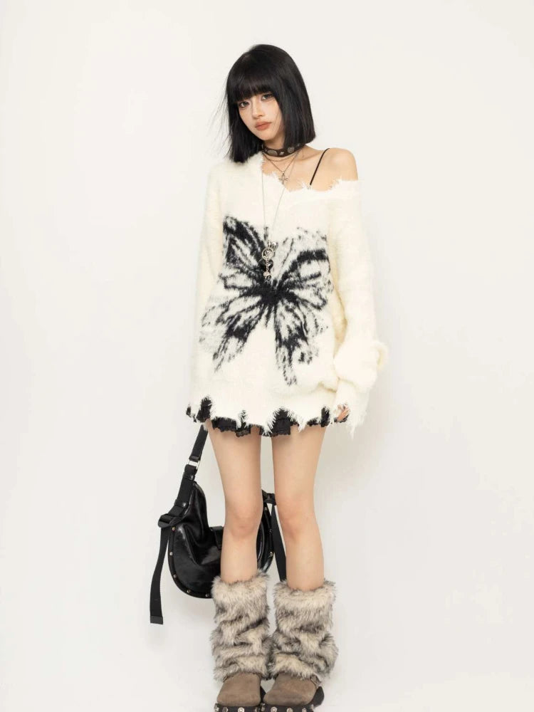 Stylish Work Outfits, Outfit Summer Ideas Fairy Grunge Butterfly Fluffy Sweater Stylish Work Outfits, Outfit Summer Ideas Fairy Grunge Butterfly Fluffy Sweater