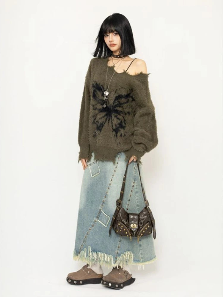 Stylish Work Outfits, Outfit Summer Ideas Fairy Grunge Butterfly Fluffy Sweater Stylish Work Outfits, Outfit Summer Ideas Fairy Grunge Butterfly Fluffy Sweater