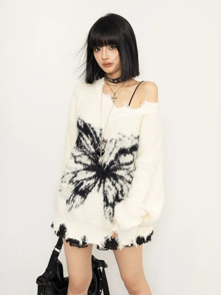 Stylish Work Outfits, Outfit Summer Ideas Fairy Grunge Butterfly Fluffy Sweater Stylish Work Outfits, Outfit Summer Ideas Fairy Grunge Butterfly Fluffy Sweater