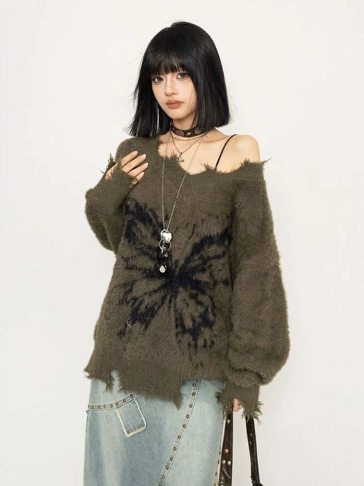 Stylish Work Outfits, Outfit Summer Ideas Fairy Grunge Butterfly Fluffy Sweater Stylish Work Outfits, Outfit Summer Ideas Fairy Grunge Butterfly Fluffy Sweater