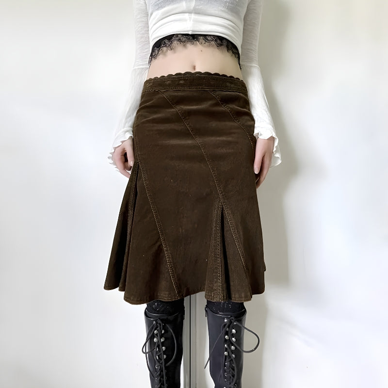 Stylish Work Outfits, Outfit Summer Ideas Fairy Grunge Corduroy Midi Skirt