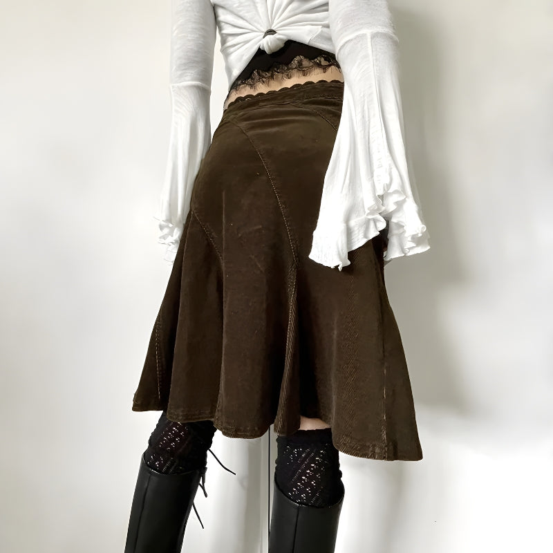 Stylish Work Outfits, Outfit Summer Ideas Fairy Grunge Corduroy Midi Skirt