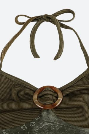 Stylish Work Outfits, Outfit Summer Ideas Fairy Grunge Floral Halter Neck Top