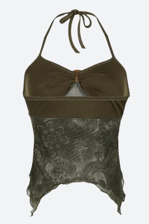 Stylish Work Outfits, Outfit Summer Ideas Fairy Grunge Floral Halter Neck Top