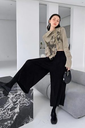 Stylish Work Outfits, Outfit Summer Ideas Fairy Grunge Lace Up Asymmetric Cardigan