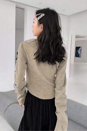 Stylish Work Outfits, Outfit Summer Ideas Fairy Grunge Lace Up Asymmetric Cardigan