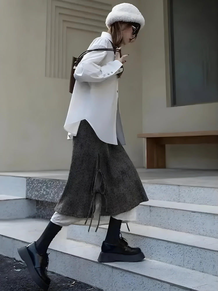 Stylish Work Outfits, Outfit Summer Ideas Fairy Grunge Lace Up Midi Skirt Stylish Work Outfits, Outfit Summer Ideas Fairy Grunge Lace Up Midi Skirt