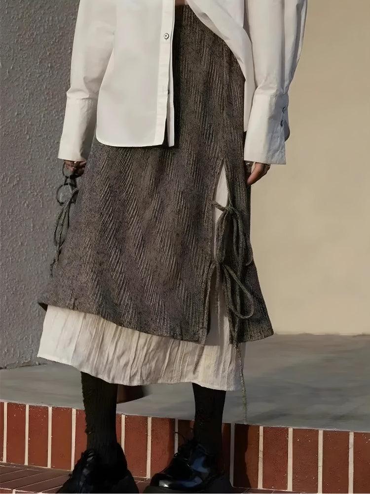 Stylish Work Outfits, Outfit Summer Ideas Fairy Grunge Lace Up Midi Skirt