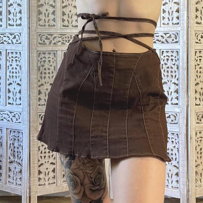 Stylish Work Outfits, Outfit Summer Ideas Fairy Grunge Lace Up Mini Skort