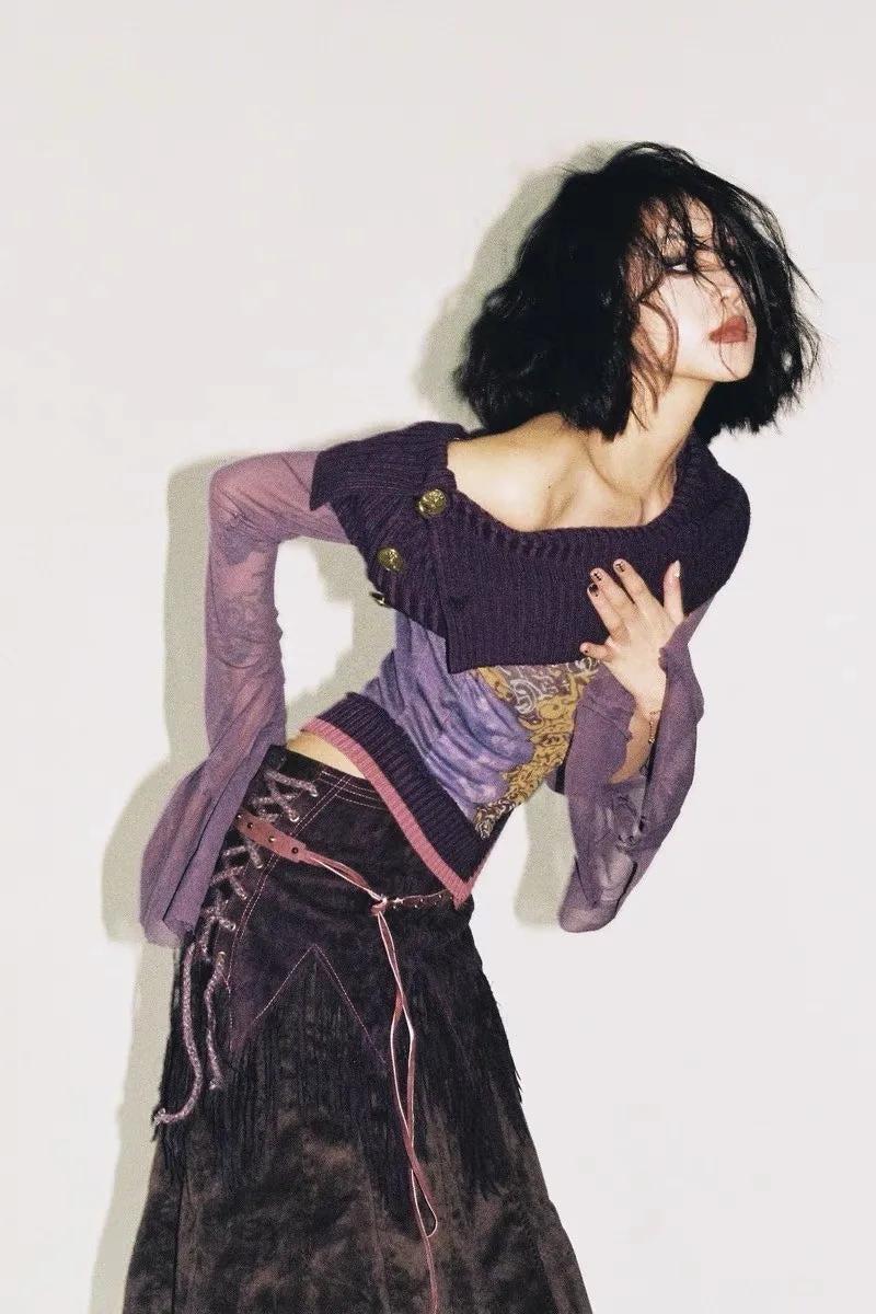 Stylish Work Outfits, Outfit Summer Ideas Fairy Grunge Off Shoulder Mesh Top