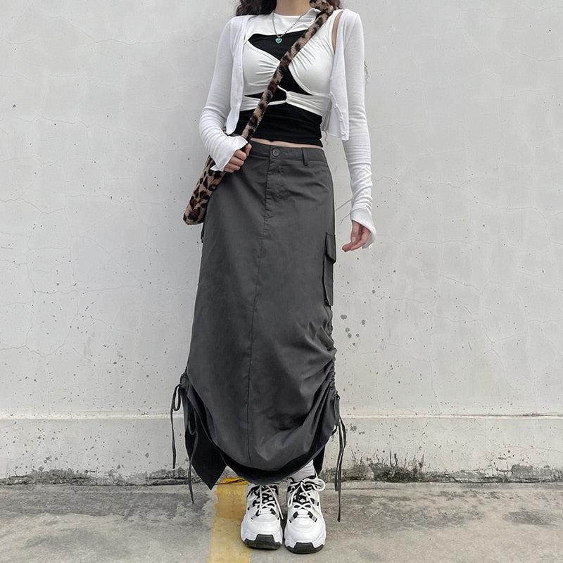 Stylish Work Outfits, Outfit Summer Ideas Fairy Grunge Parachute Maxi Skirt