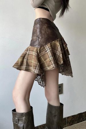 Stylish Work Outfits, Outfit Summer Ideas Fairy Grunge Patchwork Mini Skirt