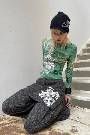 Stylish Work Outfits, Outfit Summer Ideas Fairy Grunge Print Top