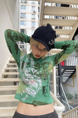 Stylish Work Outfits, Outfit Summer Ideas Fairy Grunge Print Top