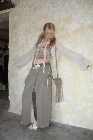 Stylish Work Outfits, Outfit Summer Ideas Fairy Grunge Ruffled Crop Cardigan