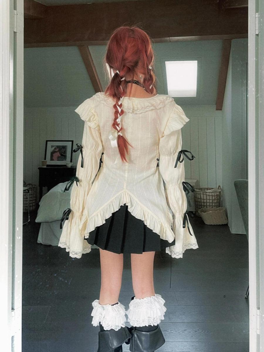 Stylish Work Outfits, Outfit Summer Ideas Fairy Grunge Ruffled Lace Up Blouse