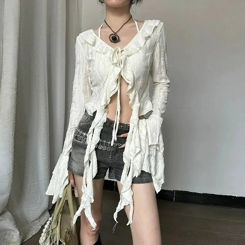 Stylish Work Outfits, Outfit Summer Ideas Fairy Grunge Ruffled Top