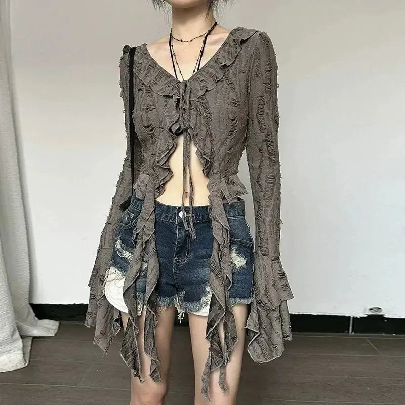 Stylish Work Outfits, Outfit Summer Ideas Fairy Grunge Ruffled Top Stylish Work Outfits, Outfit Summer Ideas Fairy Grunge Ruffled Top
