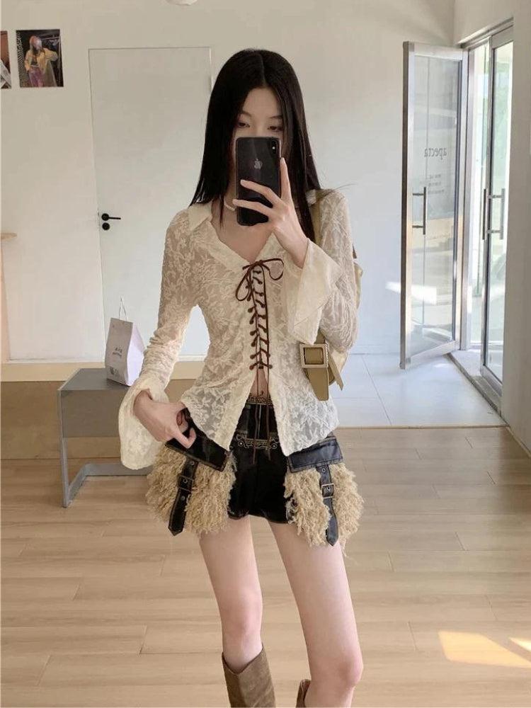 Stylish Work Outfits, Outfit Summer Ideas Fairy Grunge Transparent Lace Blouse Stylish Work Outfits, Outfit Summer Ideas Fairy Grunge Transparent Lace Blouse