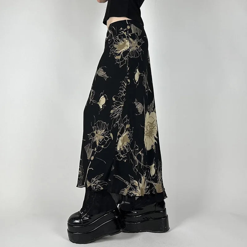 Stylish Work Outfits, Outfit Summer Ideas Fairycore Dark Fairy Midi Skirt