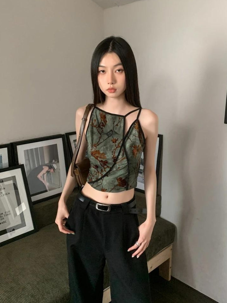 Stylish Work Outfits, Outfit Summer Ideas Fairycore Floral Asymmetric Top