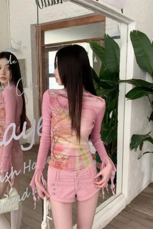 Stylish Work Outfits, Outfit Summer Ideas Fairycore Floral Ruffled Cuff Top