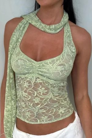 Stylish Work Outfits, Outfit Summer Ideas Fairycore Lace Halter Top